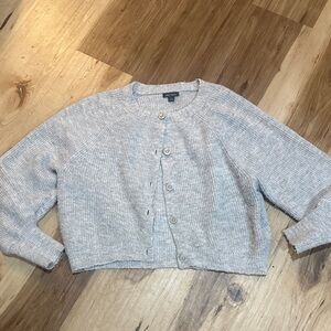 wild fable Light Gray Cropped Ribbed Button Cardigan